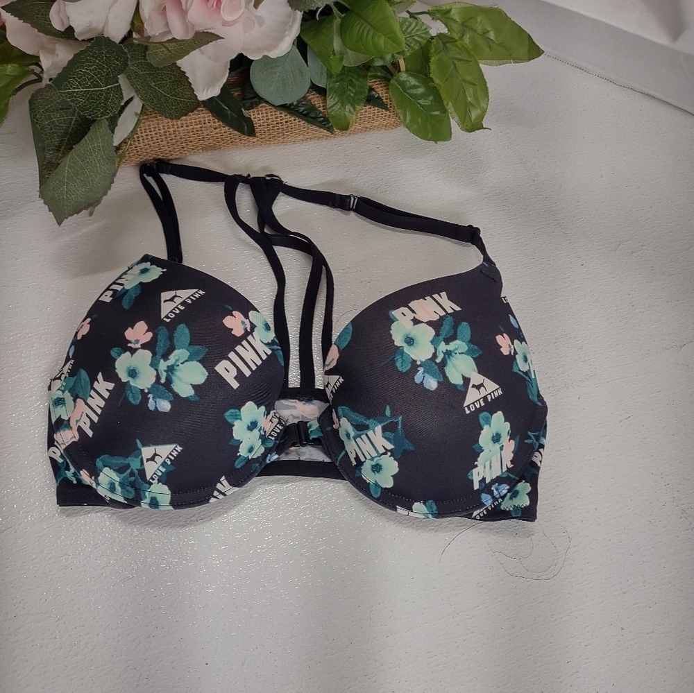 Floral Black Bikini Top